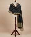 Black Striped Silk Dupatta with Zari Border | Elegant Ethnic Drape (2.5 Metres Approx.)