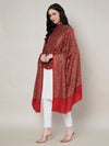 Woolen Women Shawl in Maroon with All-Over Floral Jaal Weave (80 x 40 Inches)
