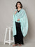 Soft Blue Dupatta with Cotton Thread Floral Embroidery & Lace Border (Size: 2.5x1 m Approx)
