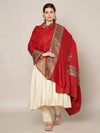 Red Woolen Women Shawl with Intricate Embroidered Detailing – Winter Wrap (80 x 40 Inches)