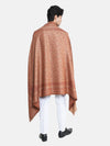 Brown Jamawar Wool Blend Mens Shawl with Intricate Paisley Weave – 80×40 Inches
