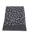 Micro Wool Black Feather Motif Women Stole | Soft Wrap with Subtle Woven Accents (80 × 28 Inches)