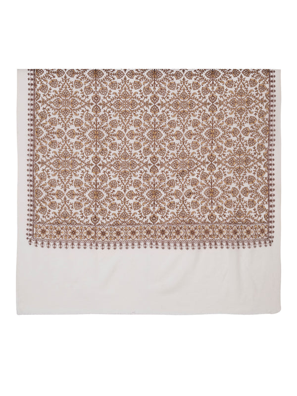 Woolen Women Shawl with Intricate Traditional Motif & Ornate Woven Border | 80 x 40 Inches