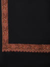 Classic Woolen Mens Shawl with Embroidered Border in Rich Black (80 x 40 Inches)