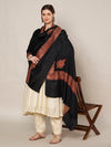 Elegant Black Woolen Women Shawl with Embroidered Border – Ethnic Wrap (80 x 40 Inches)