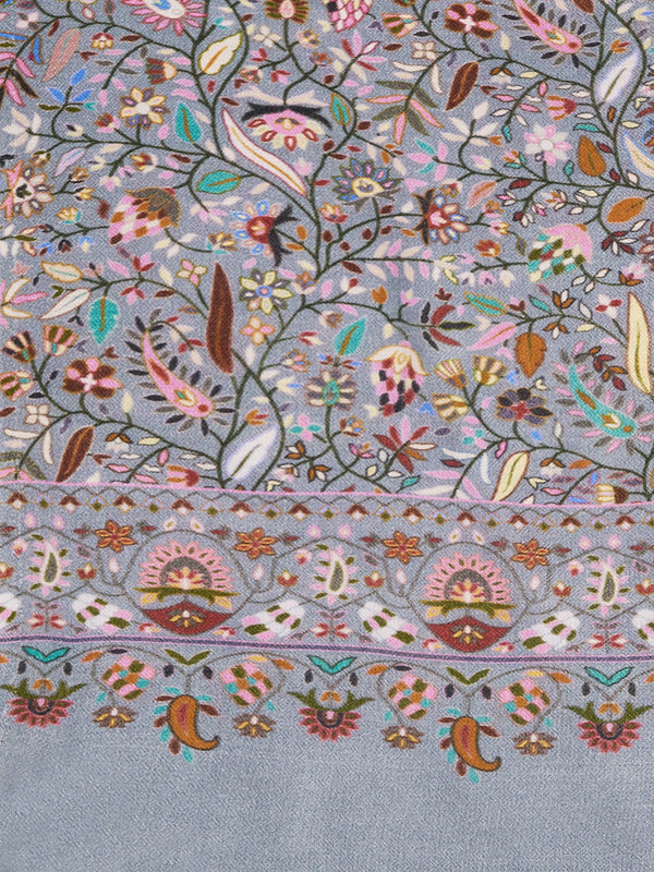 Bamboo Silk Grey Kashmiri Mens Stole with Classic Paisley Weave | Elegant Ethnic Accessory | 80×28 Inches