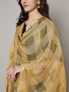 Beige Cotton Woven Check Dupatta with Tassel Detailing (Size: 2.5x1 m Approx)