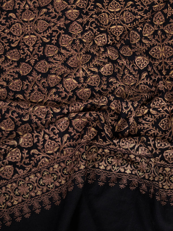 Woolen Mens Shawl with Intricate Traditional Motif & Ornate Woven Border | 80 x 40 Inches