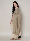 Woolen Women Shawl in Beige with All-Over Floral Jaal Weave (80 x 40 Inches)