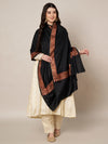 Woolen Women Shawl in Black with Embroidered Traditional Border (80 x 40 Inches)