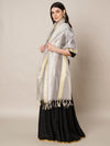 Silver Cotton Silk Dupatta with Subtle Woven Texture (Size: 2.5x1 m Approx)