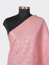 Pink Banarasi Silk Dupatta with Elegant Woven Floral Jaal (Size: 2.5x1 m Approx)