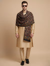 Bamboo Silk Black Kashmiri Mens Stole with Classic Paisley Weave | Elegant Ethnic Accessory | 80×28 Inches