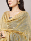Gold Chanderi Silk Dupatta with Gold Border & Tassels (Size: 2.5x1 m Approx)