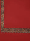 Woolen Women Shawl in Deep Maroon with Embroidered Traditional Border (80 x 40 Inches)