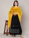 Yellow Chanderi Silk Dupatta with Gold Border & Tassels (Size: 2.5x1 m Approx)