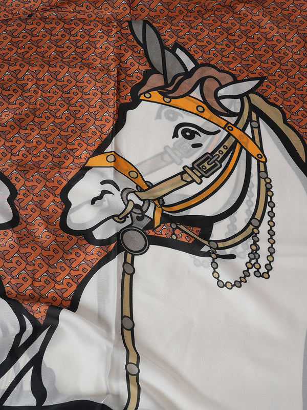 Printed Silk Women Stole with Artistic Motif Design | Elegant Lightweight Wrap (80 × 28 Inches)