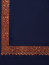 Woolen Women Shawl in Blue with Embroidered Traditional Border (80 x 40 Inches)