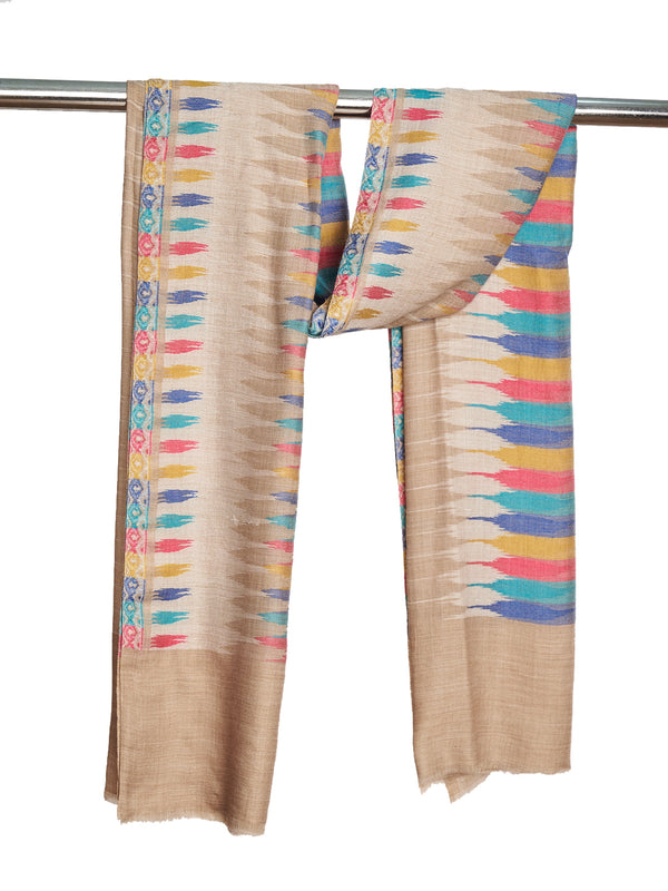 Woolen Mens Stole with Ikat-Inspired Woven Design | Refined Ethnic Wrap (80 × 28 Inches)