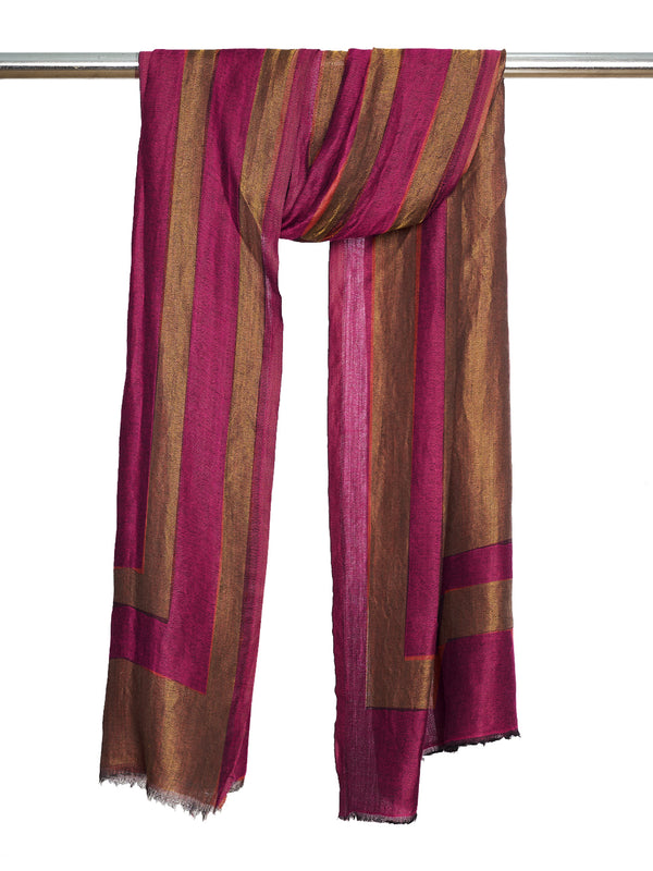 Reversible Wool Pink Women Stole with Moonlight Zari Border | Elegant Winter Wrap | 80 × 28 Inches