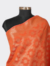 Orange Banarasi Silk Dupatta with Elegant Woven Floral Jaal (Size: 2.5x1 m Approx)
