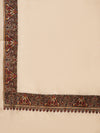 Beige Woolen Women Shawl with Traditional Multicolour Embroidered Border (80 x 40 Inches)