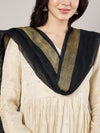 Black Chanderi Silk Dupatta with Gold Border & Tassels (Size: 2.5x1 m Approx)