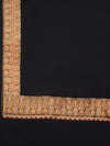 Solid Black Woolen Women Shawl with Rich Embroidered Border – 80 x 40 Inches