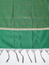 Green Banarasi Silk Dupatta with All-Over Woven Floral Motifs & Rich Zari Border (Size: 2.5x1 m Approx)