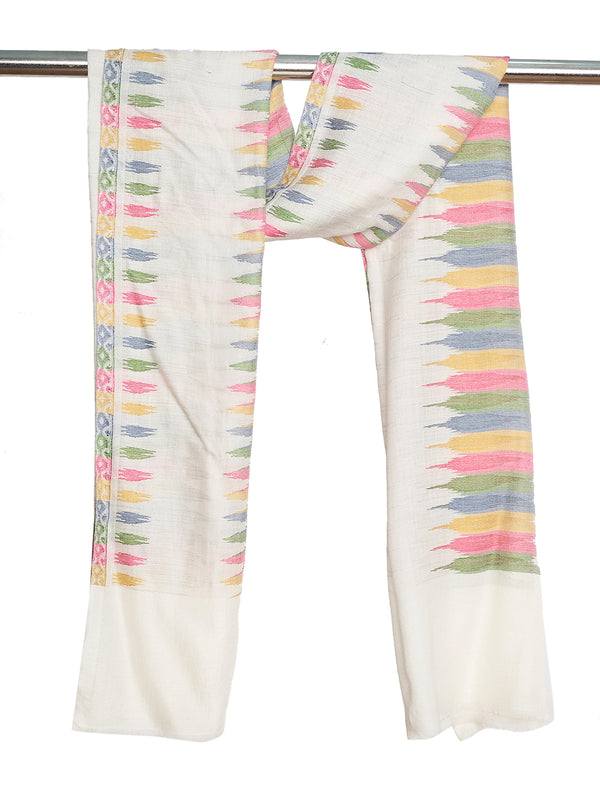 Woolen Mens Stole with Ikat-Inspired Woven Design | Refined Ethnic Wrap (80 × 28 Inches)