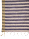 Blue & Ivory Striped Cotton Silk Dupatta with Tassel Finish (Size: 2.5x1 m Approx)