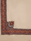 Woolen Women Shawl in Beige with Multicolour Kashmiri-Inspired Embroidered Border (80 x 40 Inches)