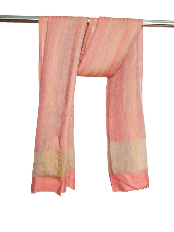 Reversible Wool Peach Women Stole with Moonlight Zari Border | Elegant Winter Wrap | 80 × 28 Inches