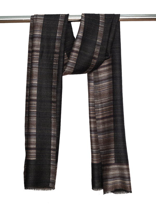 Reversible Woolen Women Stole with Fine Striped Weave | Soft Wrap (80 × 28 Inches)