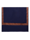 Woolen Women Shawl in Blue with Embroidered Traditional Border (80 x 40 Inches)