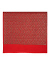 Woolen Women Shawl in Red with All-Over Floral Jaal Weave (80 x 40 Inches)