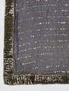 Black Chinon Dupatta with Gold Stripe Sequin Work & Gota Border (Size: 2.5x1 m Approx)