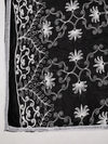 Black Karachi Chiffon Dupatta with Elegant Thread Embroidery (Size: 2.5x1 m Approx)
