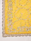 Yellow Georgette Dupatta with Hand Gota Patti Work (Size: 2.5x1 m Approx)