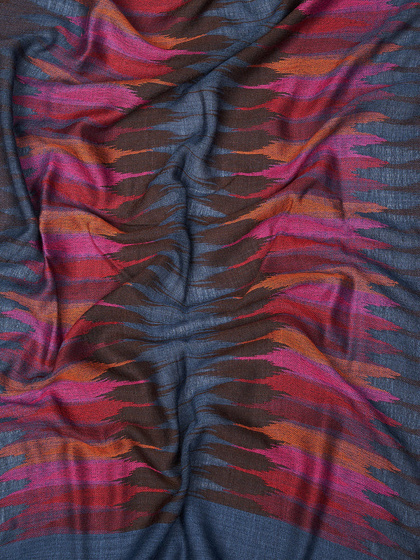 Woolen Mens Stole with Ikat-Inspired Woven Design | Refined Ethnic Wrap (80 × 28 Inches)