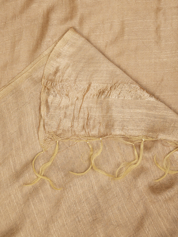 Beige Solid Cotton Dupatta with Subtle Texture & Tassel Ends (Size: 2.5x1 m Approx)