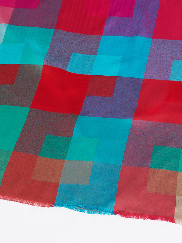 Bamboo Silk Women Stole with Contemporary Checkered Weave | Soft Drape | 80×28 Inches