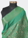 Green Banarasi Silk Dupatta with All-Over Woven Floral Motifs & Rich Zari Border (Size: 2.5x1 m Approx)