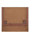 Woolen Women Shawl in Brown with Multicolour Kashmiri-Inspired Embroidered Border (80 x 40 Inches)