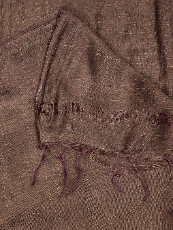 Brown Solid Cotton Dupatta with Subtle Texture & Tassel Ends (Size: 2.5x1 m Approx)