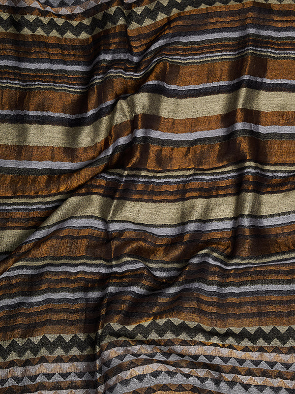 Woolen Zig-Zag Moonlight Zari Women Stole | Traditional Winter Wrap (80 x 28 Inches)