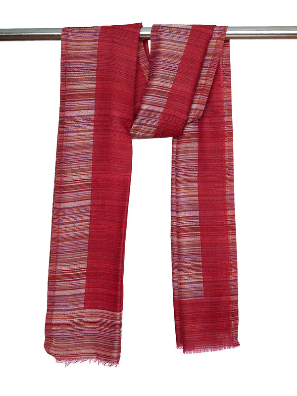 Reversible Woolen Women Stole with Fine Striped Weave | Soft Wrap (80 × 28 Inches)