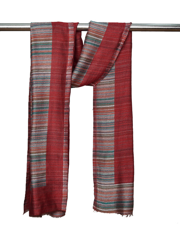 Reversible Woolen Women Stole with Fine Striped Weave | Soft Wrap (80 × 28 Inches)