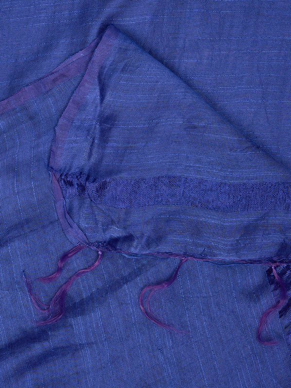Royal Blue Solid Cotton Dupatta with Subtle Texture & Tassel Ends (Size: 2.5x1 m Approx)
