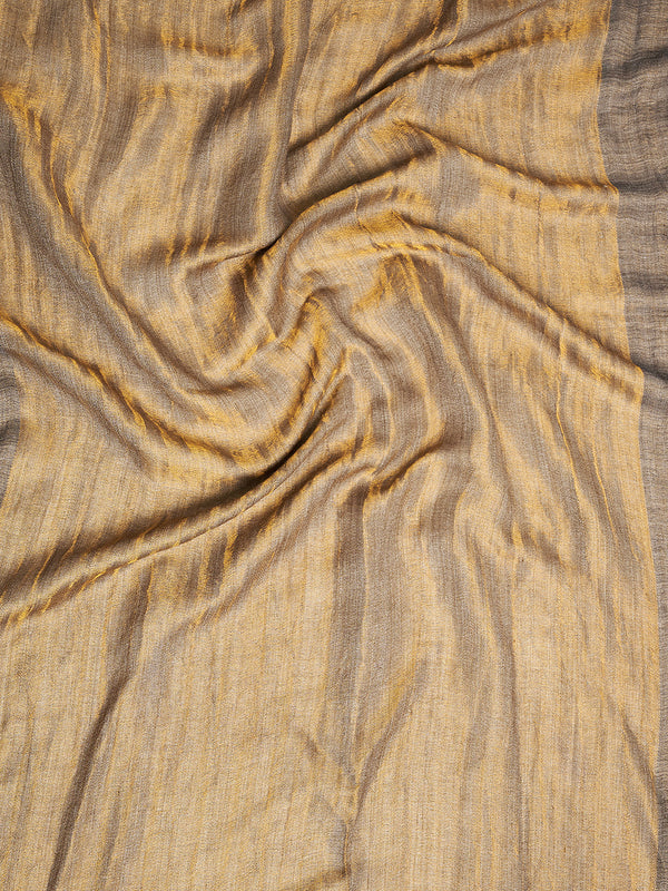 Reversible Wool Brown Women Stole with Moonlight Zari Border | Elegant Winter Wrap | 80 × 28 Inches